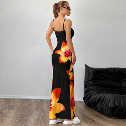 Frauen Sommer Spaghetti Strap Kleid Casual Blumen Druck Bodycon Party Kleid für Urlaub Cocktail Strand Streetwear.