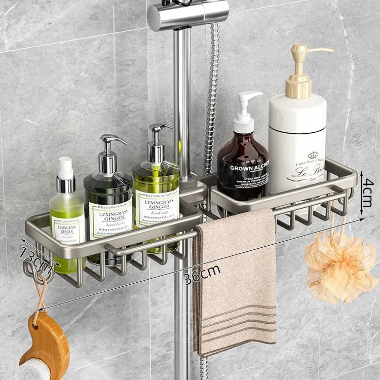 Nicht perforiertes mehrschichtiges Lagerregal für das Badezimmer. Badezimmerregal. Toilettenraum-Duschregal aus Aluminium