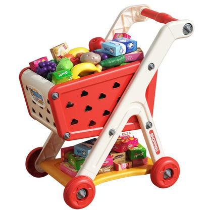 Shopping cart toy baby small trolley children play house fruit cut music kitchen supermarket men and girls Early Education toys.