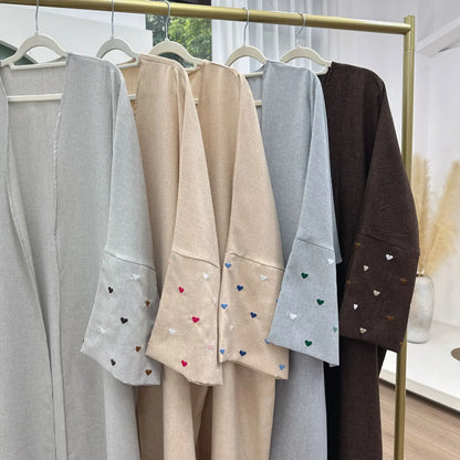 2025 Ramadan Eid Open Butterfly Moon Heart Modest Kimono Abaya Dubai Turkey Muslim Dress Abayas for Women Kaftan Kebaya Caftan