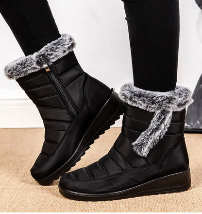 Women's Boots Super Warm Fur Botas Mujer 2025 Snow Boots Low Heels Winter Shoes Woman Black Rubber Winter Boots Women Footwear.