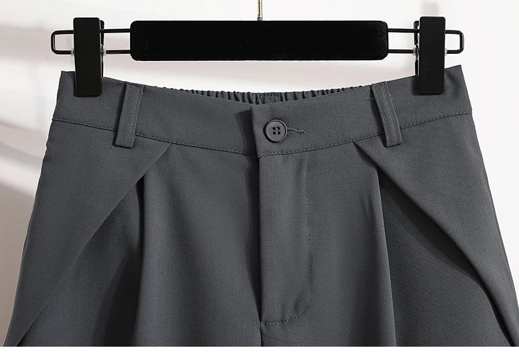 Women's A-Line High Waisted Wide Leg Short Pants Plus Size Casual Suit Shorts Summer 2025 Oversized Loose Five Quarter Pants.