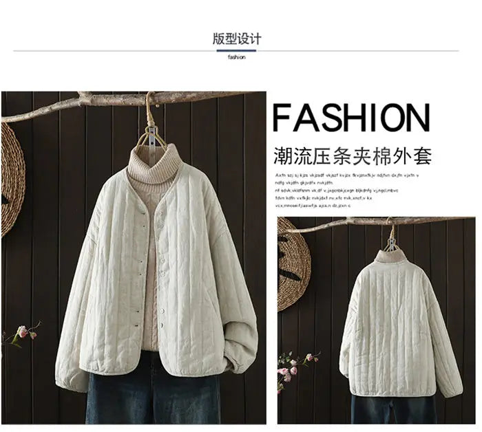 2023 Retro Kunst Winter kurze Jacke Frauen einfarbig personal isierte vielseitige lose lässige Baumwoll mantel geste ppte Tops z4260.