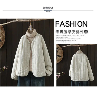 2023 Retro Kunst Winter kurze Jacke Frauen einfarbig personal isierte vielseitige lose lässige Baumwoll mantel geste ppte Tops z4260.