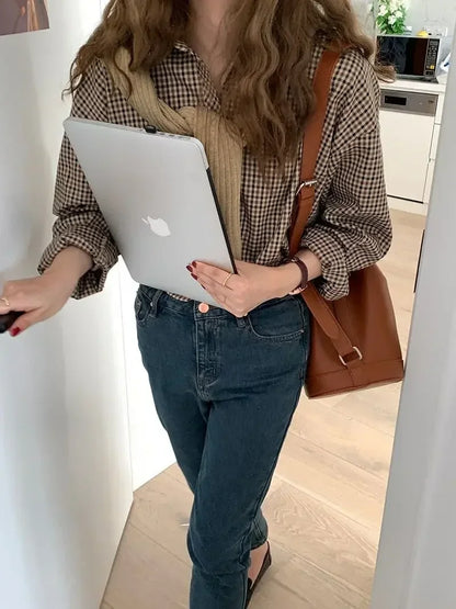 Fashion Casual Women's Plaid Shirt Autumn New Boutique Ladies Blouse and Tops Female Long Sleeve Blouses Clothes
