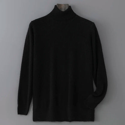 2025 Autumn/Winter High Collar Men's 100% Pure Wool Stylish Youth Loose Knitted Outerwear Flip Collar Casual Base Men's Sweaters