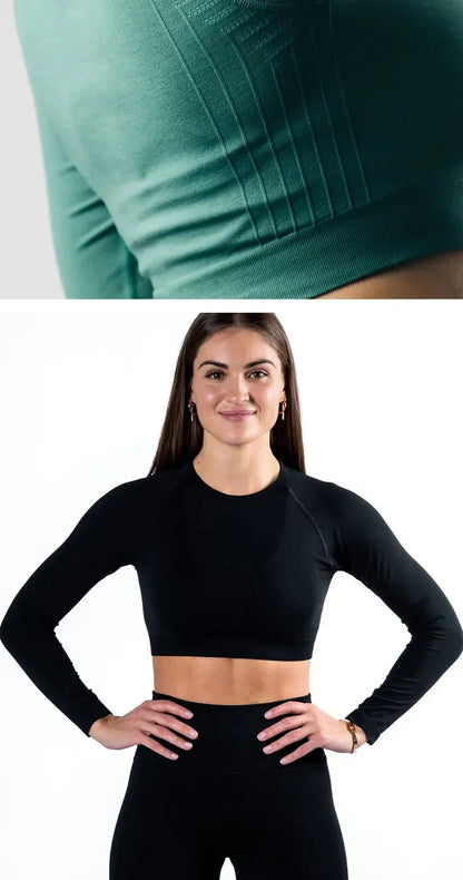 Plus Size Seamless High-Waisted Yoga Suit Long Sleeve Quick Dry Fitness Apparel Women's Promoting Legs Slimming Sportswear.