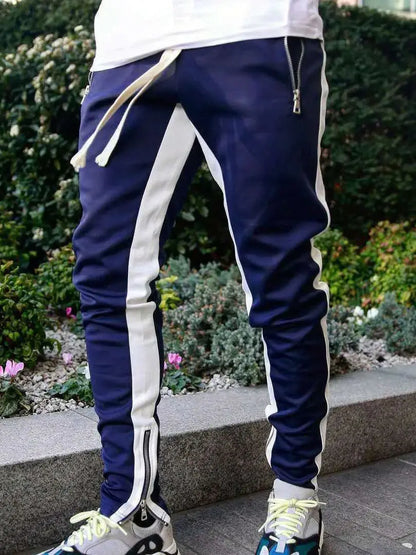 2024 New Sports Casual Pants Low Feet Zip Pocket Cotton Summer Pants Casual Men's Sports Pants Running Pants Splice Stripe Gym.