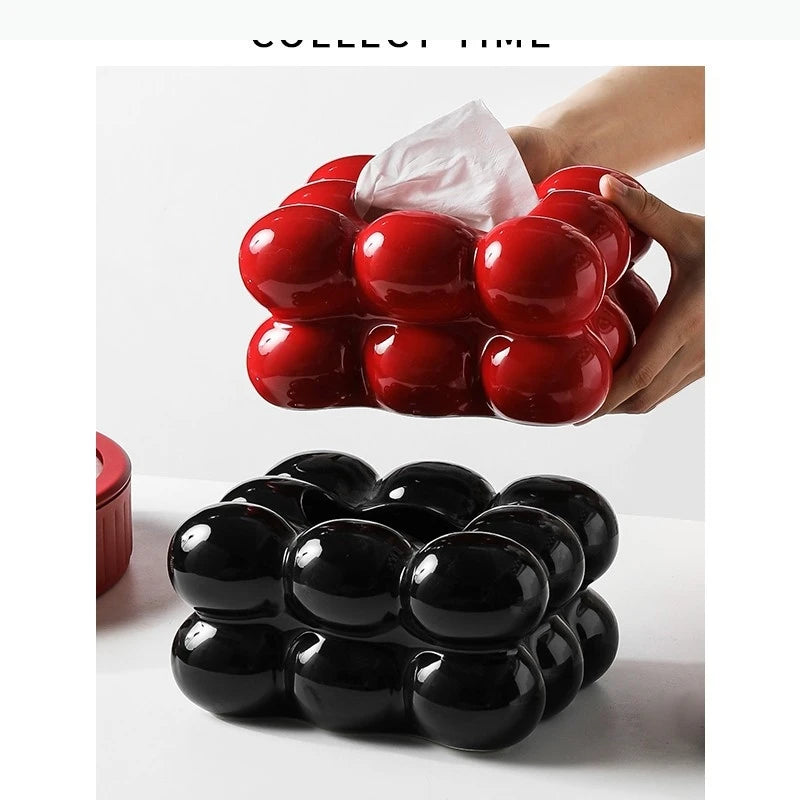 Ceramic Tissue Box Candy Drawer Napkin Paper Drawer Tray Household Storage Dining Table Tissue Box.