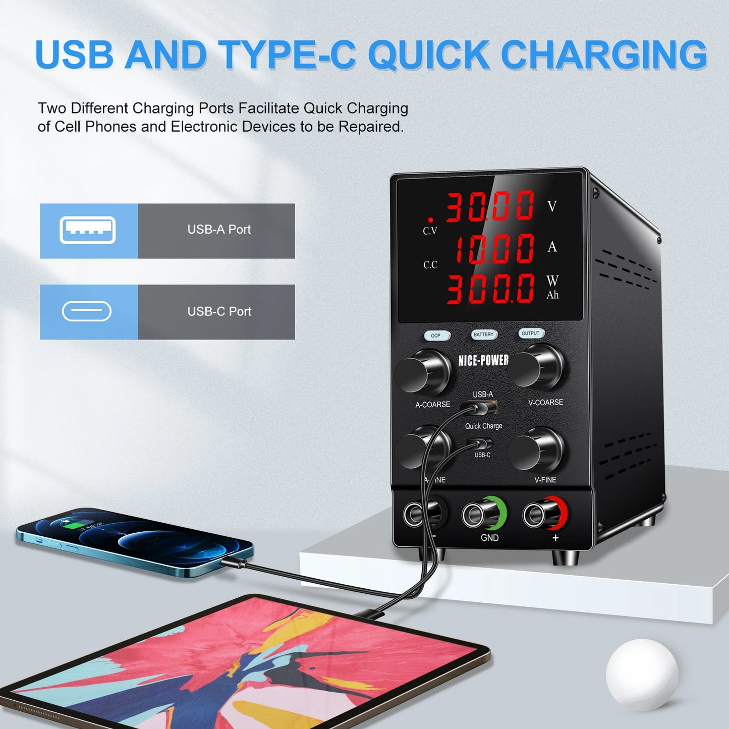 Professional Battery Charging Lab DC Power Supply 30V 60V 120V Adjustable Laboratory OCP OUTPUT 12V 10A Electric Vehicle Charger.