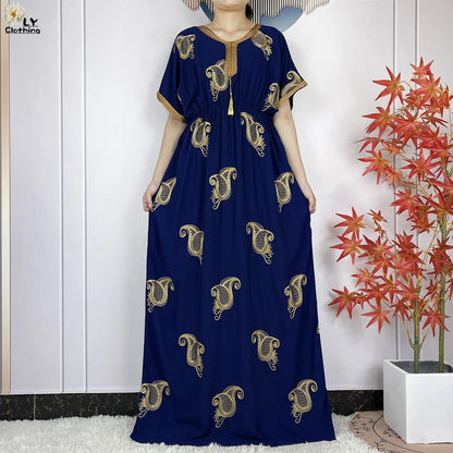 New Dubai Fashion Women Party Evening Dress 2024 Summer Short Sleeve Elasticity Embroidery Femme Robe African Islam Loose Abaya.
