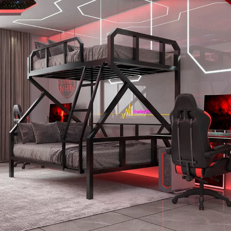 Premium E-Sport-Etagenbett aus Eisen, Hotel, Apartment, Schule, Schlafsaal, Bett, schwarzer Rahmen, Hochbett für Erwachsene, Camas, Schlafzimmermöbel