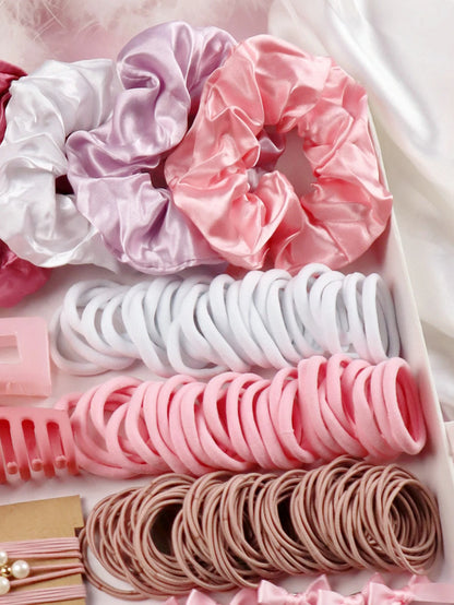 1 Set Pink Hair Accessories Set For Women Girls Hair Claw Hair Tie,Hair Scrunchies Rubber Band For Hair Fashion Hair Accessories.