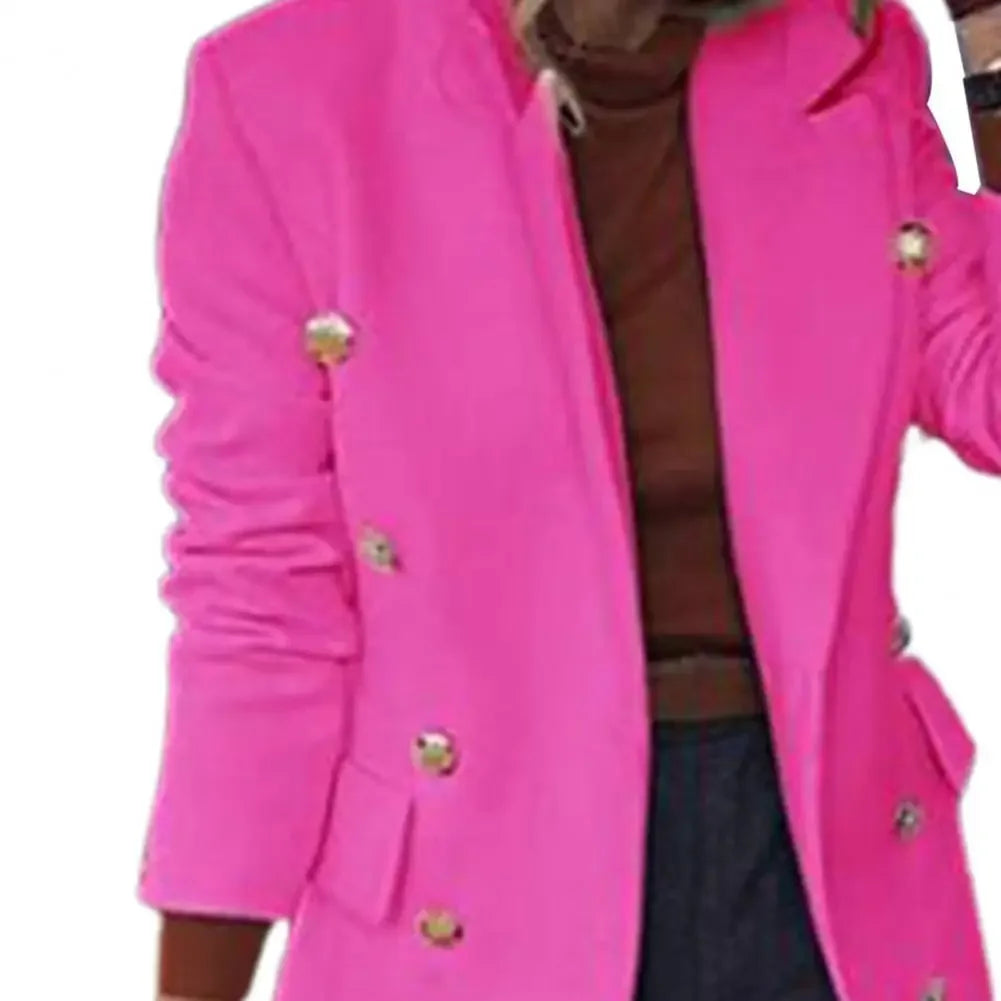 2025 Herbst Zweireiher Revers Lange Wollmäntel Elegante Slim Fit Taschen Lange Ärmel Mantel Damen Straße Oberbekleidung.