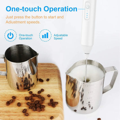 MINI Milk Frother USB Rechargeable 3 Speeds Foam Maker Coffee Whisk Mixer Electric Handle Blender Egg Beater.