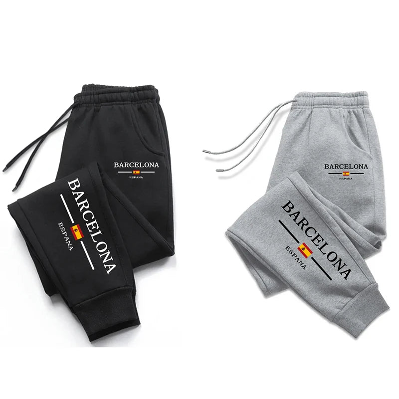 Four Season Casual Sports Trousers High Grade Male Football Long Pants 2025 Hot Sale Barcelona Printed Sweatpants for Men.