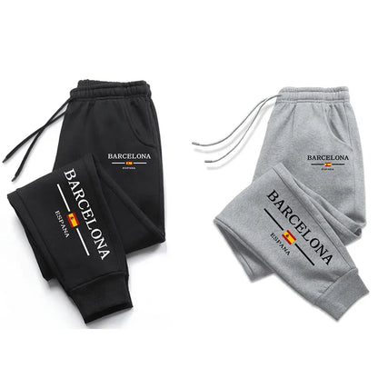 Four Season Casual Sports Trousers High Grade Male Football Long Pants 2025 Hot Sale Barcelona Printed Sweatpants for Men.