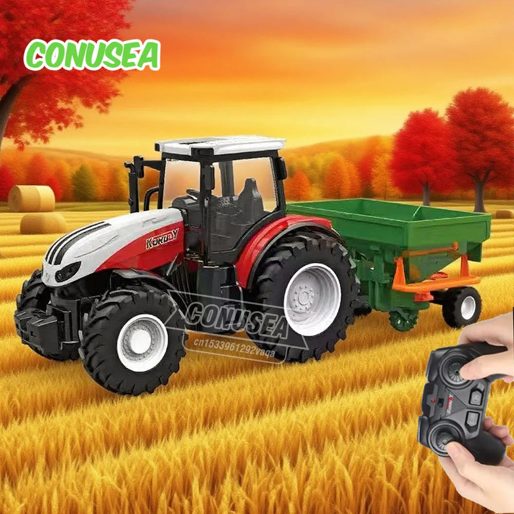 Remote Control Tractor RC Farm Truck Car Trailer 2.4G Farming Simulator Truck Miniature Farm Vehicle Toys Model Children Boy.
