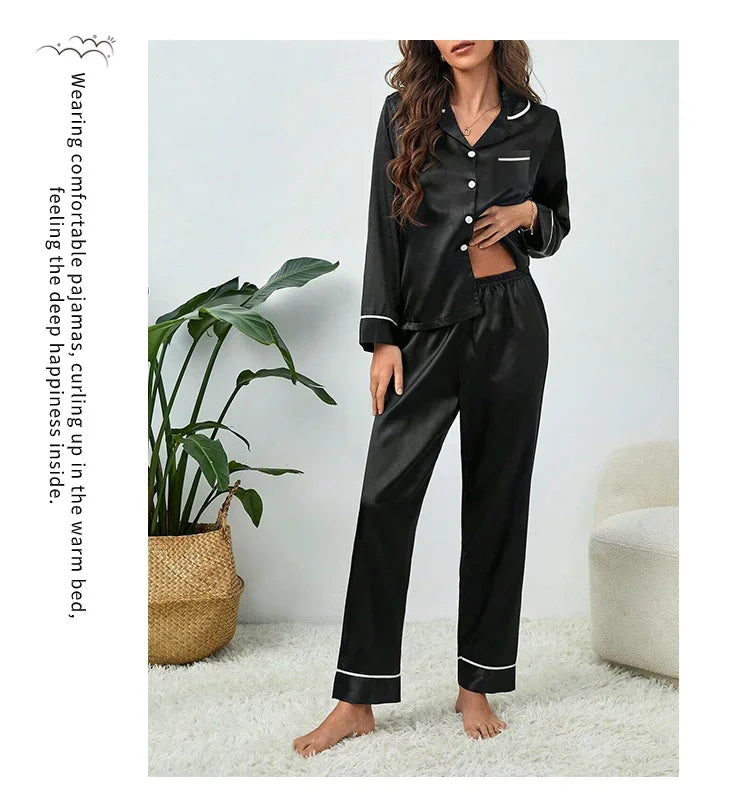 Plus Größe Eis Seide Pyjamas Frauen Lange Ärmeln Einfarbig Lose 5xl Hause Tragen Damen Bequeme Nachtwäsche 2PCS set Nachtwäsche.