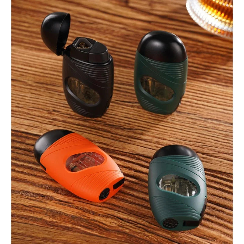 Mini Powerful Windproof Refillable Igniter Butane Gas Turbine Blue Jet Flame Torch Lighter Kitchen Gas Stove Cigar Punch Tool.