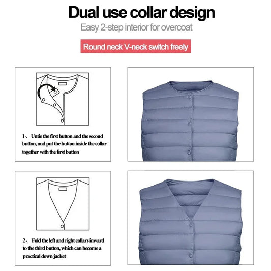 2025 neue Frauen Ärmellose Puffer Jacke Frühling Winter Weibliche 90 % Weiße Ente Unten Ultra Leichte Packbare Warme Daunen Liner weste.