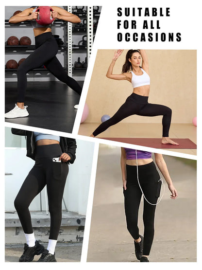 Super Soft Sports Leggings With Pockets For Women High Waisted Workout Yoga Running Push Up Gym Fitness Tight Pants Women's.