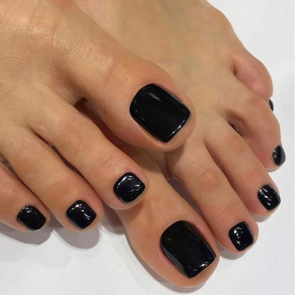 24 PCS Red/White/Black/Yellow/Wine Red Toenails Fake Toe Nails Natural  -Solid Color Square Press on Toenails Short