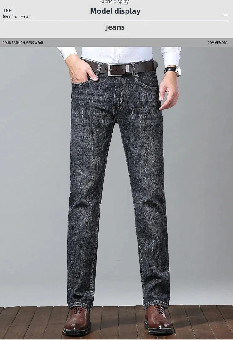 Lee Dex Jeans Herren Herbst/Winter Dicke, gerade Beine, lockere Passform, lässige Business-Hose, schlankmachend, glättet Ihre Silhouette-Hose.