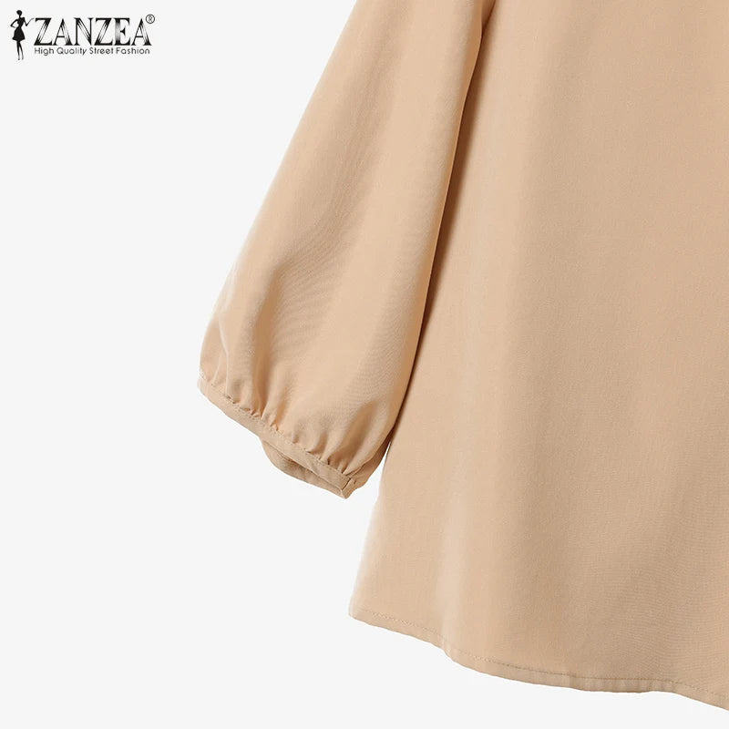 ZANZEA Autumn 2 Piece Sets Women Pant Sets Casual V Neck Long Sleeve Tops Pant Suit Elegant Solid Work Tracksuit Oversize 2025.