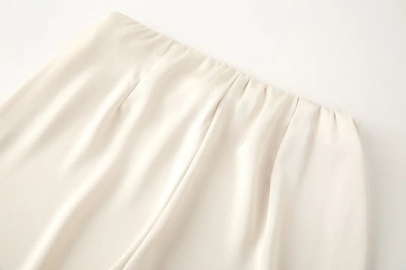 MUJER 2025 Women's Pants Sets Summer Satin High Waist Pants for Women Holiday Casual Pants Woman Straight Leg Trousers Woman.