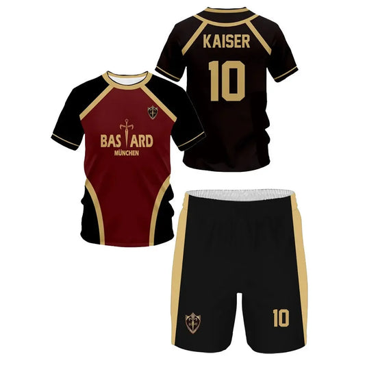Men Jersey Set Futsal Football Pattern Blue Lock Anime Bastard Munchen 3d Print T-shirt Short 2pcs Sets Suit Sports Tops Tee Boy.