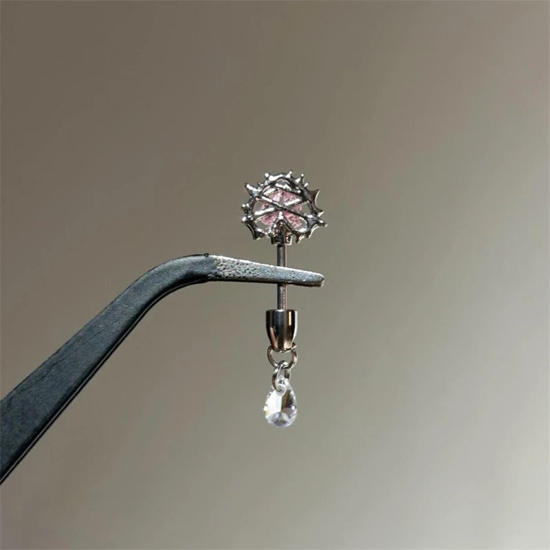 1 PCS Thorn Love Heart Water Droplet Zircon Ear Bone Nail 316L Medical Titanium Steel Earrings for Women Y2K Punk Jewelry