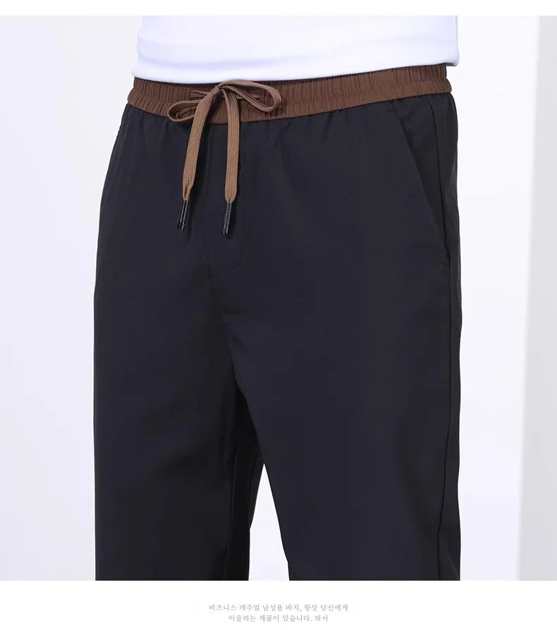 Schnell trocknende Herrenhose, Kordelzug, elastische Taille, Freizeithose, lockere gerade Hose, Sommermode, trendig