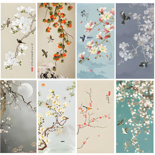 Chinese Simple Ink Art Canvas Poster Flower And Bird Wall Painting Prints Pictures Bedroom Corridor Living Room Decoration Mural.