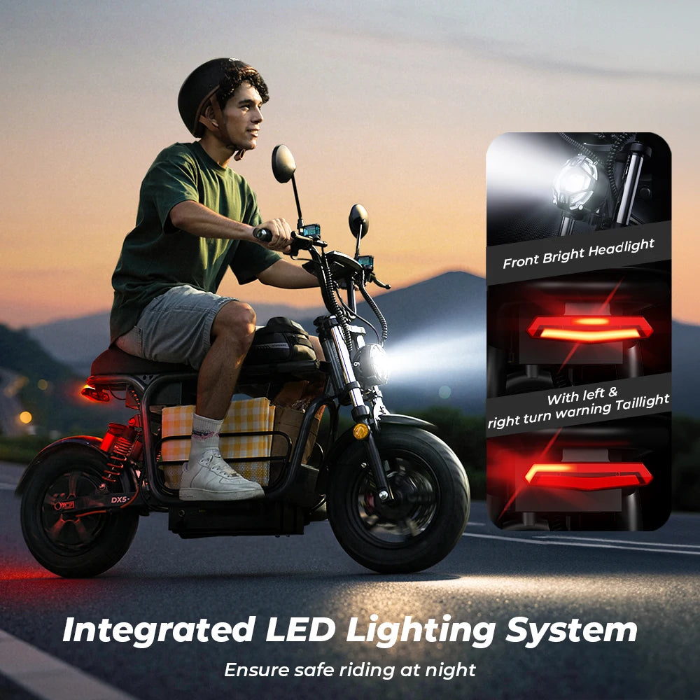 iScooter DX5 Electric Scooter With Seat and Basket 1500W 15.6Ah Scooter for Adults 72KM Range 15''Scooter with NFCs 55KM/h Speed.