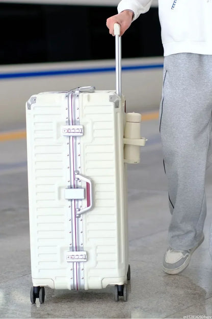 20-Handgepäck, Trolley mit Aluminiumrahmen, PC-Koffer, Reisekoffer mit breitem Griff.