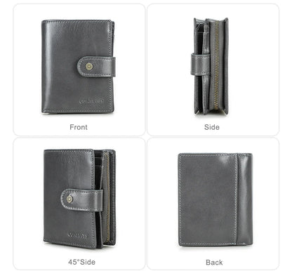 Contact'S Genuine Leather Wallets Women Men Wallet Short Small RFID Blocking Card Holder Wallets Ladies Red Coin Purse