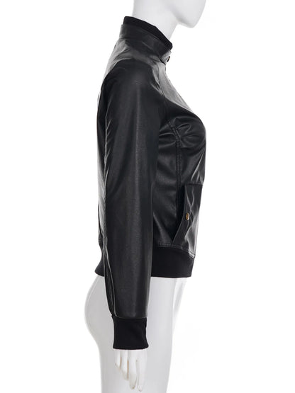 AltGoth Harajuku Streetwear Pu Leder Jacke Mall Gothic Cyber Punk Rollkragen Crop Mäntel Hipster Dark Grunge Rave Outfit Femme.