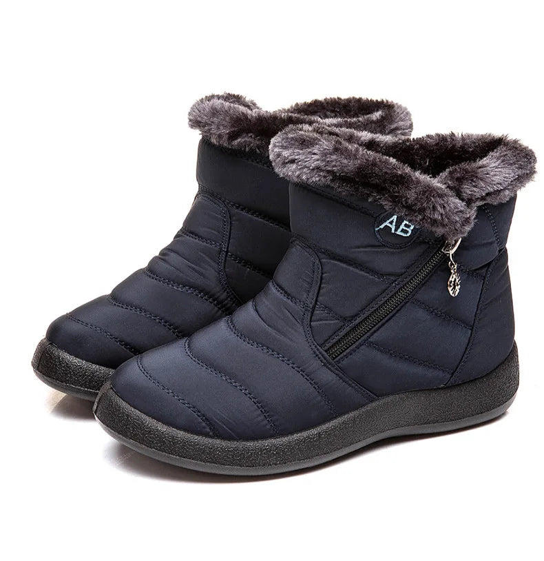 Boots Women's Ankle Boots With Fur Waterproof Snow Botas Mujer Elegant Winter Shoes For Woman Winter Boots Casual Black Footwear.
