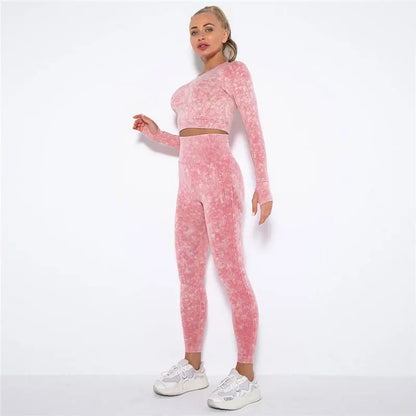 Seamless Yoga Set Gym Clothes Women's Sportswear Yoga Suits Women Fitness Set Tracksuits Sports Outfits Long Sleeve Gym Leggings