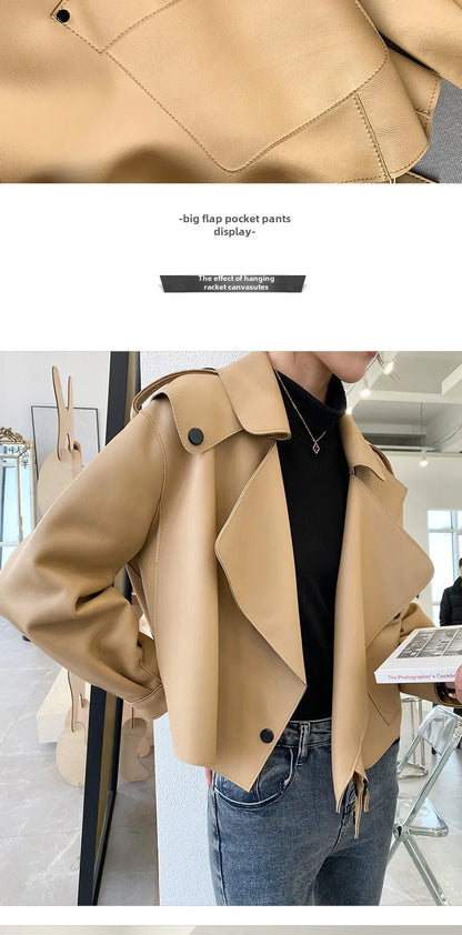 Schaffellmantel für Damen, Lederjacke, Winter, Frühling, Moto, Biker, echt, Top-Qualität, Schwarz.