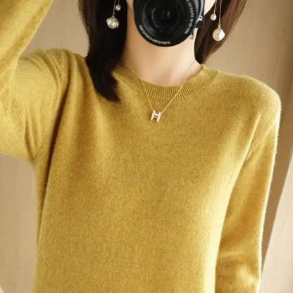 2025 frauen Pullover Frühling Herbst Lange Hülse O-ansatz Pullover Warme Bodenbildung Shirts Koreanische Mode Pullover Strickwaren Weiche Jumper.