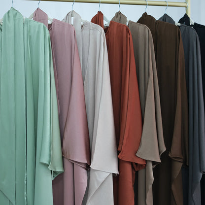 Two Piece Arabic Outfit Set for Muslim Women Elegant Modest Abaya Dress with Inner Ramadan Islamic Coat New Turkish Kaftan Robe