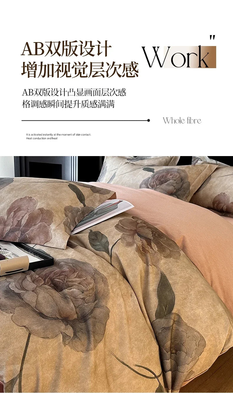 Cotton Bedding Set Luxury Soft Duvet Cover Flat Sheet Pillowcases Single Double Queen King Size Quilt Cover Set