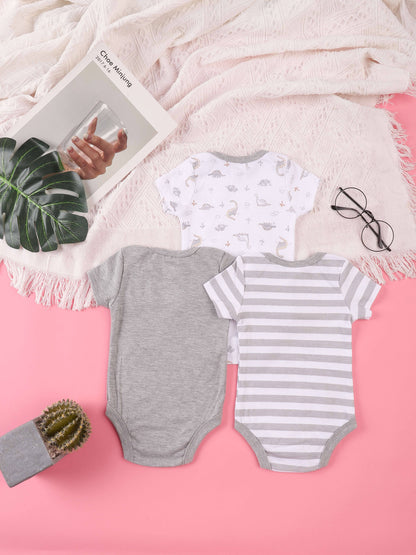3PCS Sommer Jungen und Mädchen Nette Muster Hoodie Set Kurzarm Dreieck Overall Neugeborenen Baumwolle Bequeme Overall Pyjamas.