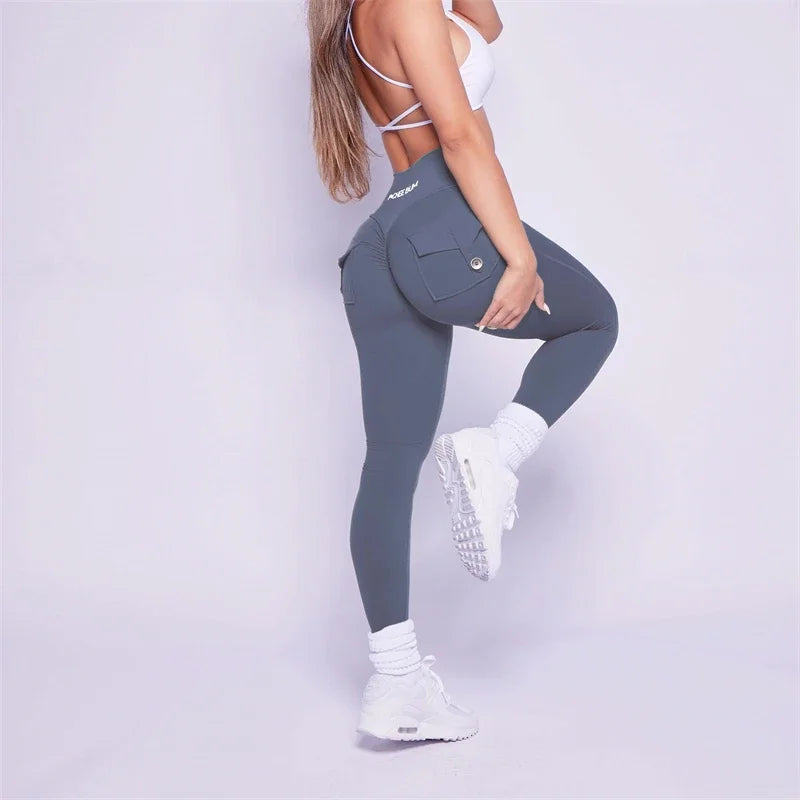 Women Bum Leggings 2025 Women High Waist Tights Pants Peach Hips with Pockets Women Workout Gym Leggings Yoga Pants.