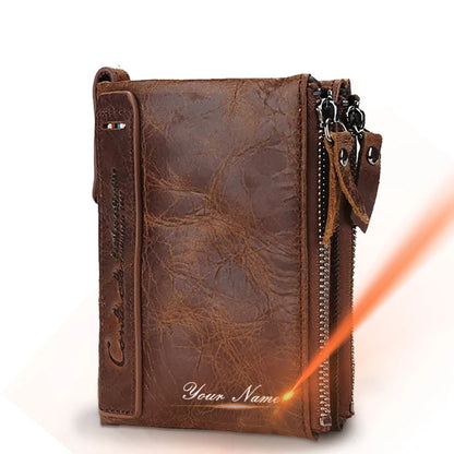 CONTACT'S Genuine Leather Short Wallets for Women Luxury Designer Coin Purse Female Money Clip Card Holder Customize Men Wallets