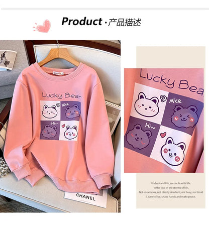 170kg plus size Damen büste Herbst Winter lose Rundhals ausschnitt Bär Sweatshirt Langarm lässig Top 6xl 7xl 8xl 9xl 10xl 11xl.