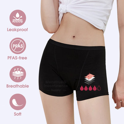 Bamboo Fiber Period Underwear for Women Anti-Leakage Breathable 4-Layer Reusable Menstrual Panties for Daily Use Sports.
