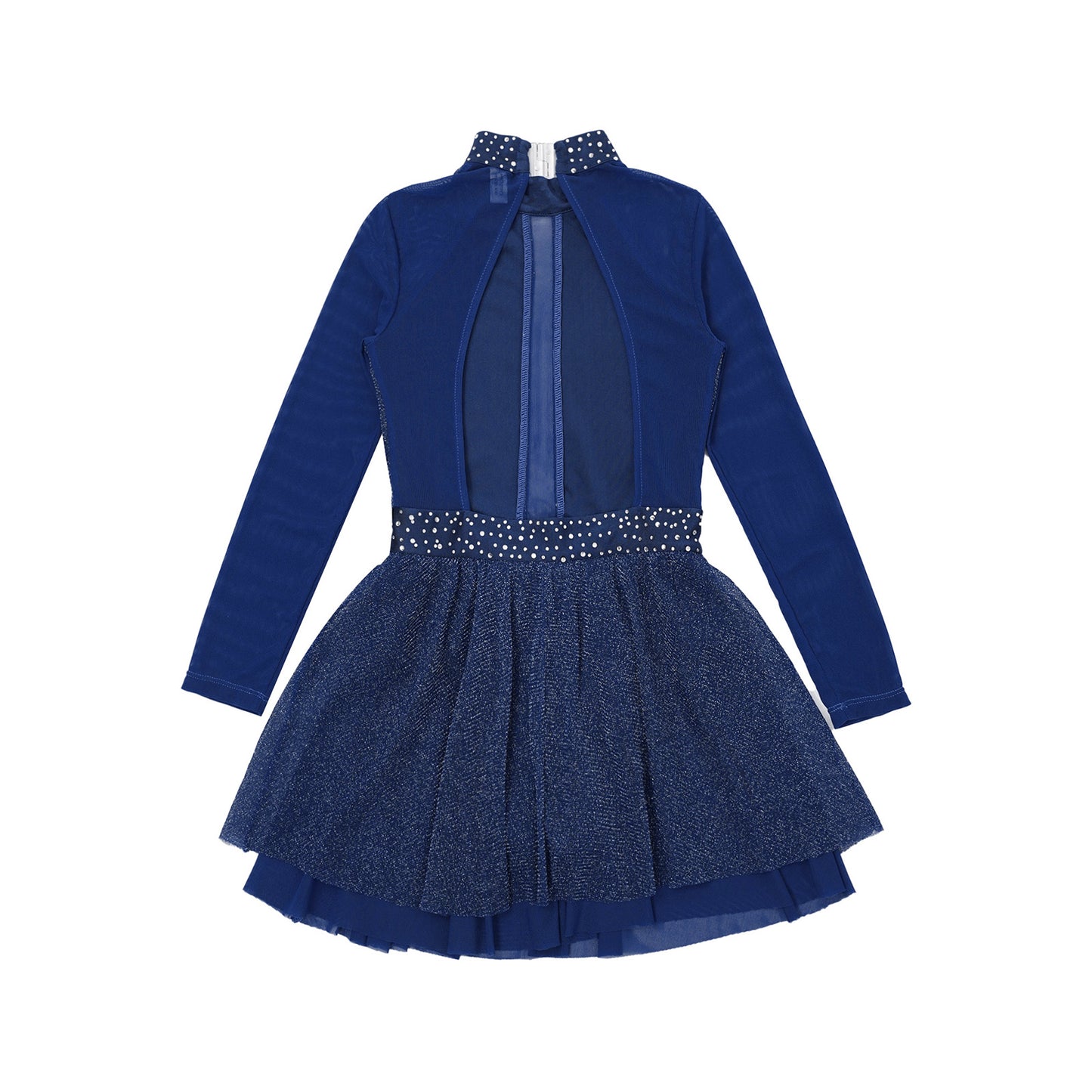 Kinder Mädchen Eiskunstlauf Kostüm Ballett lyrische Tanz gymnastik Trikot Kleid Langarm glänzend Mesh Performance Dance wear